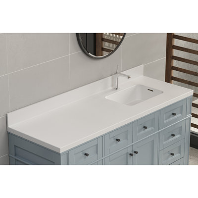 63'' Mixture Of Stone/Aluminum & Resin Single Bathroom Vanity Top with Sink
