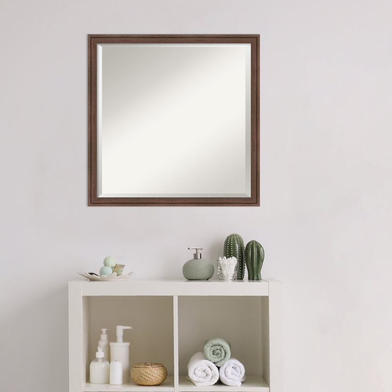 Miroir mural Merima, Brun moyen, 21,75 po x 21,75 po, Carré