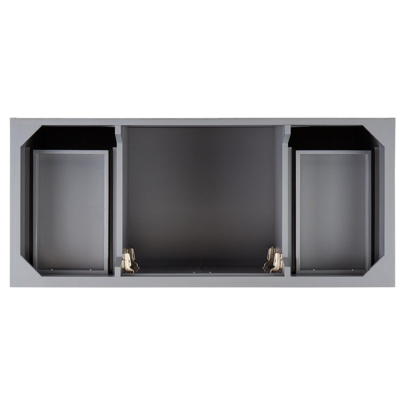 Quen 48" Freestanding Single Basin Vanity Set with Cabinet, Vanity Top, Feathered White Quartz, Single-Hole, Gray