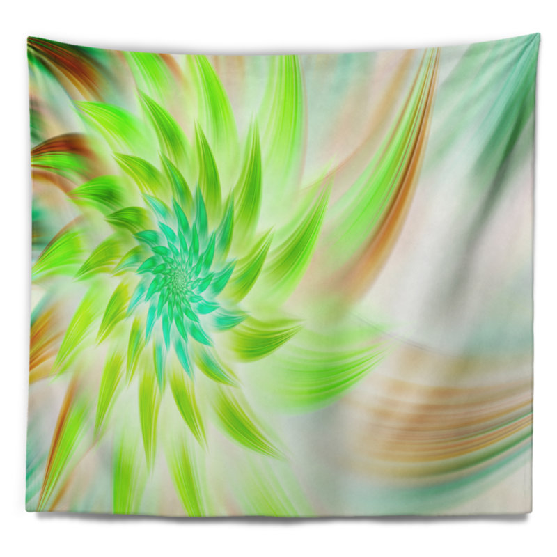 Tapisserie fleur florale à fleur de couleur vert, H 78 po x l 92 po