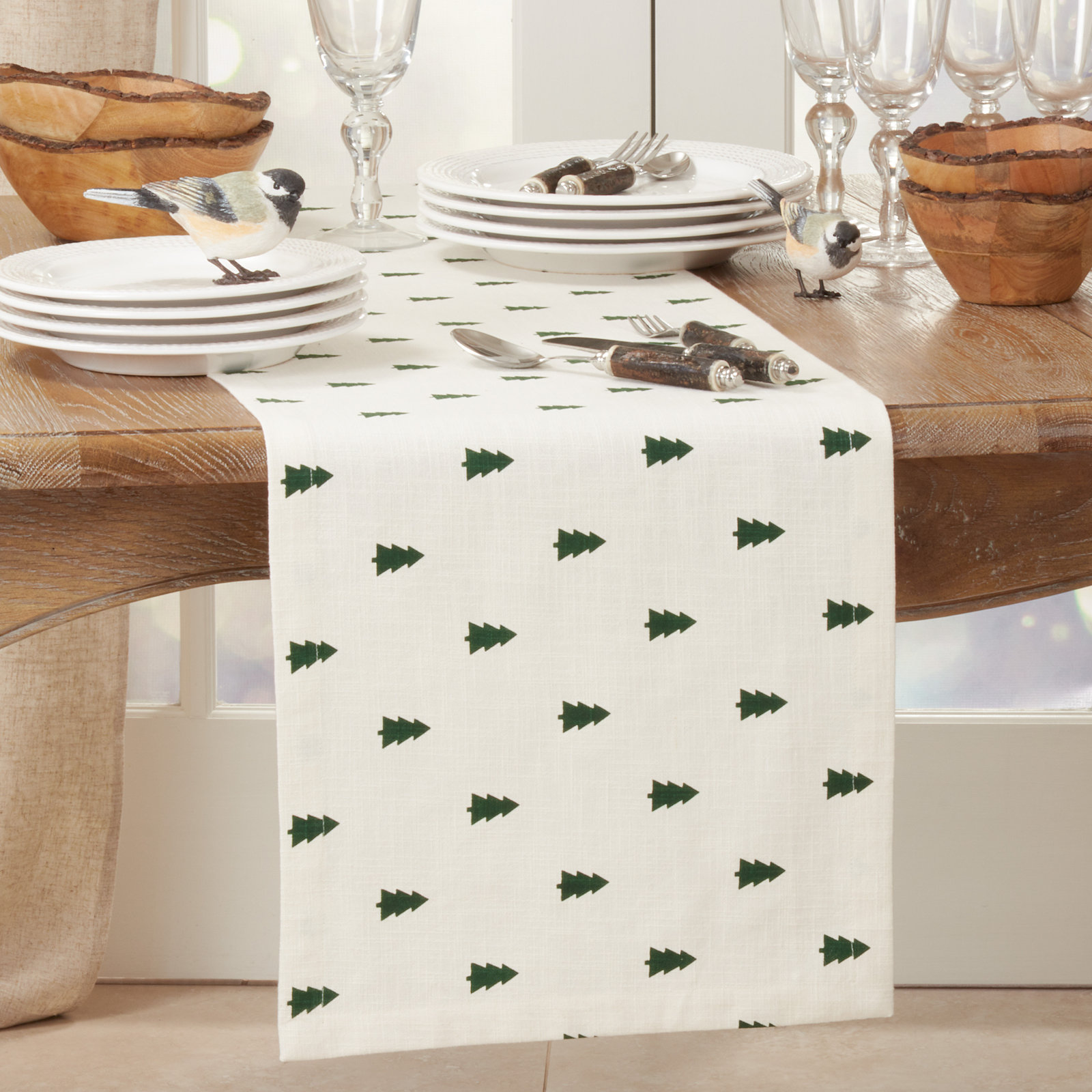 Floral Christmas Table Runner, 108" x 14" W