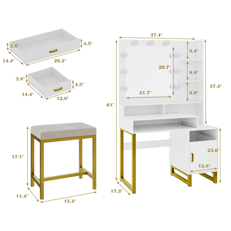 Elleece Vanity Set with Lighted Mirror