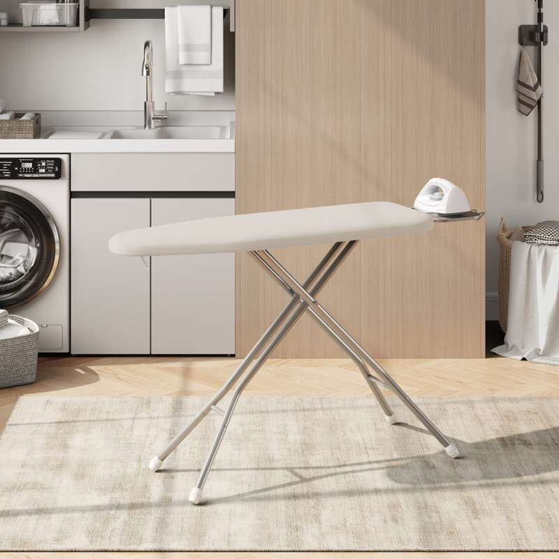 Height-adjustable Ironing Board Iron Table with 4 Legs, Beige