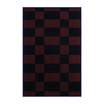 Machine Washable Checkered Gray Area Rug
