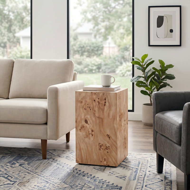 Table d'appoint carrée en grain de bois - table de bout minimaliste de 19,7 po de hauteur pour le salon et la chambre à coucher
