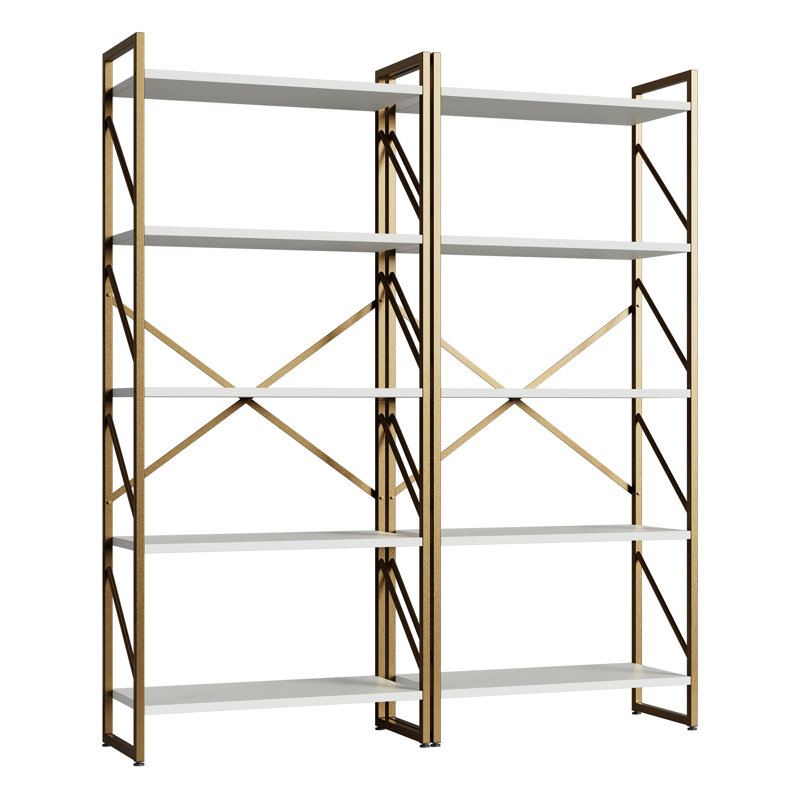 Milliner 62.2'' H X 23.6'' W Etagere Bookcase, Gold/White
