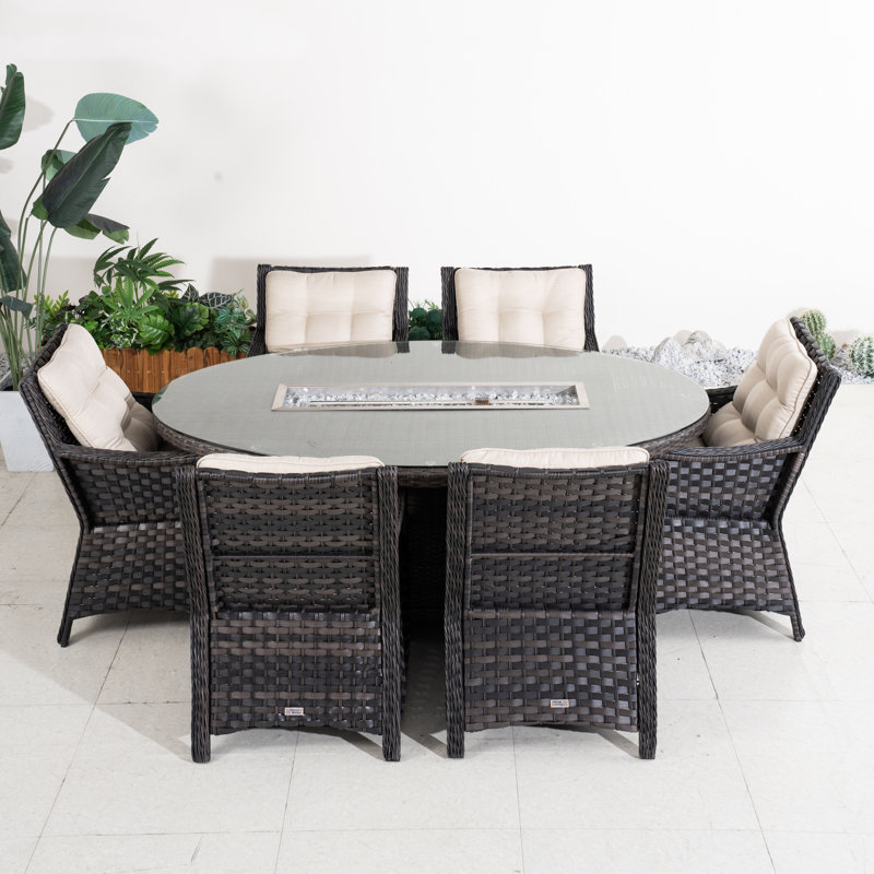 Ensemble de salle à manger 7 pièces avec chaises ovales