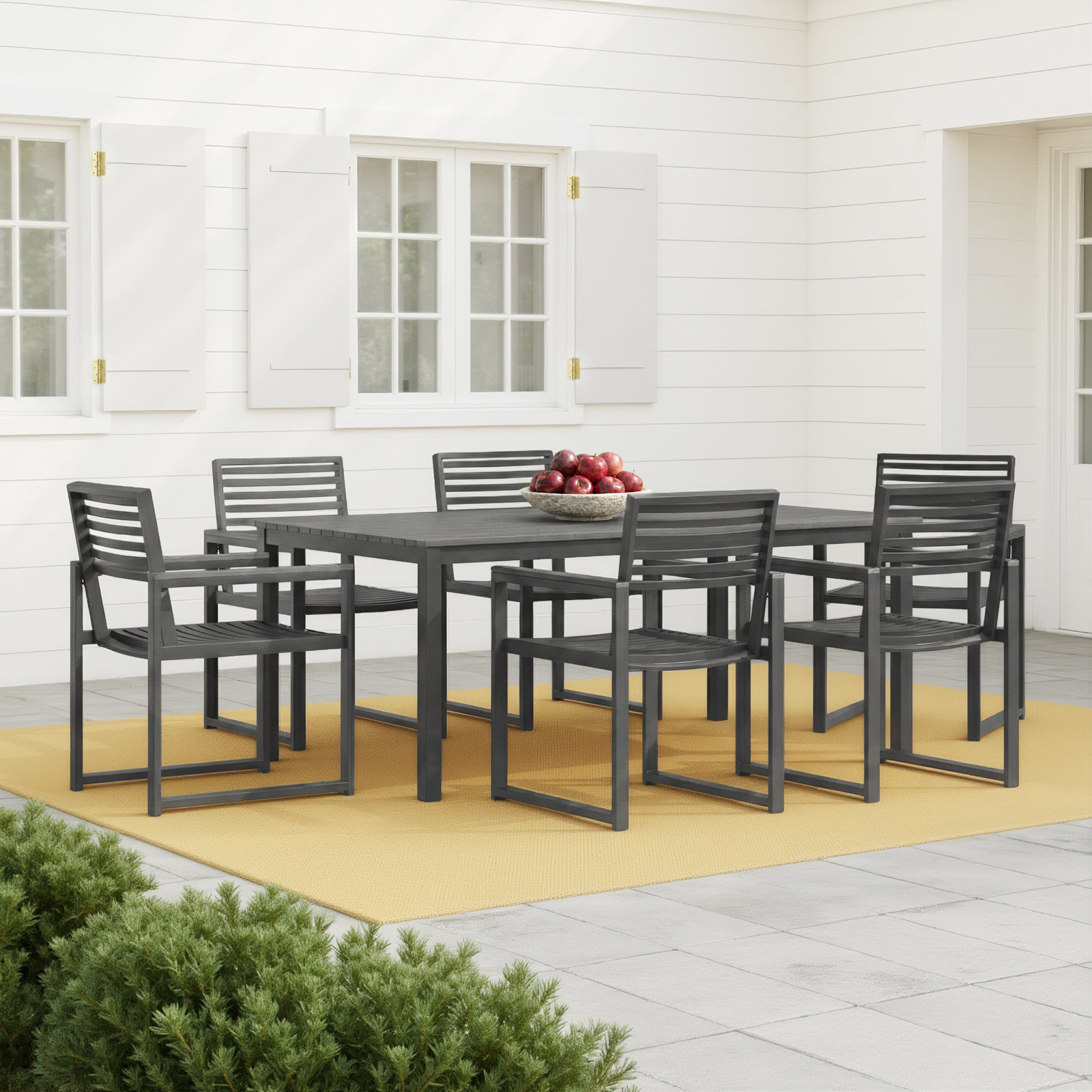 Townsend 72" Patio Dining Set, Gray/Dark Gray