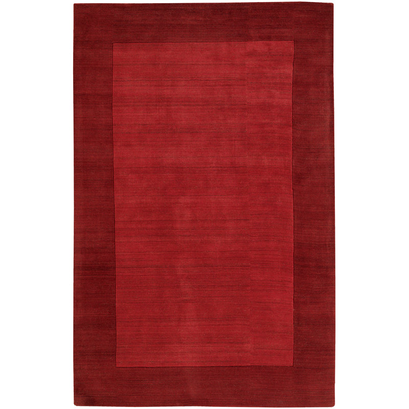 Tapis rouge foncé en laine touffeté à la main Worcester, Rectangulaire 9 pi x 13 pi