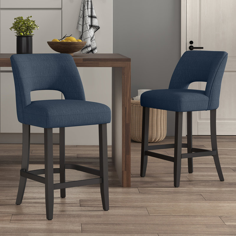 Tabouret de bar Bisto, Pieds noirs et bleus