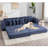 110.75" Modular L Shaped Sofa, Corduroy Fabric Sectional Couch,With A Movable Footstool, Cup Holders,Bring 8 Throw Pillows,Side Pocket,Unfold Into A Bed,Blue-801475380