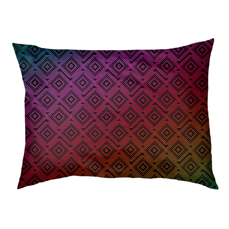 Coussin stylisé de labyrinthe carré Byrge, L 52 po x l 42 po, Rose / Rouge