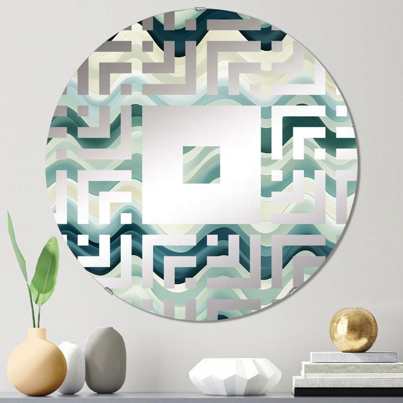 Green Green Serene Seashore Chevron - Miroir mural carré, 23,6 po x 23,6 po