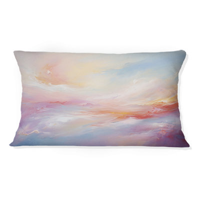Coussin décoratif abstrait avec nuages roses et bleus - paysage romantique