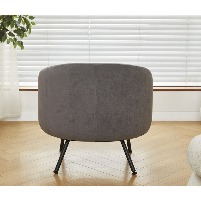 28.7'' wide velvet barrel channel armchair, Gray Velvet