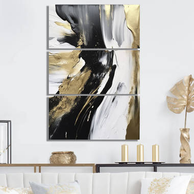 Willa Arlo Interiors Black, White And Gold Liquid Art I On Canvas