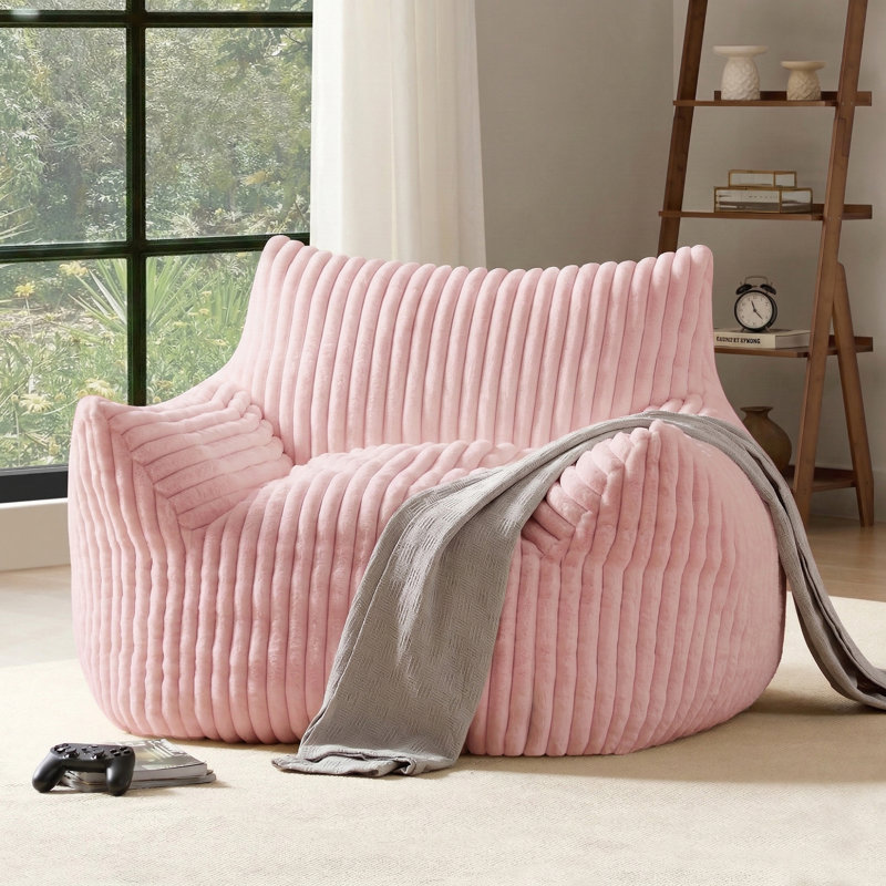 Compression Bean bag chair comes with a spacious size, corduroy loveseat., Pink Corduroy