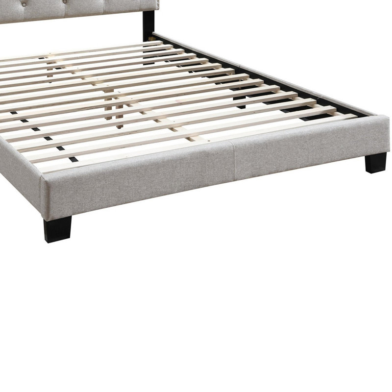Samanthalee Tufted Upholstered Platform Bed, Full, Light Gray