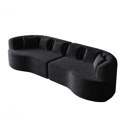 Curved Sectional Sofa, 106.3-Inch Oversized Modern Bone-Free Cloud Sofa With 6 Pillows, Luxury Chenille Four-Seater Memory Foam Sofa With Deep Seat Design