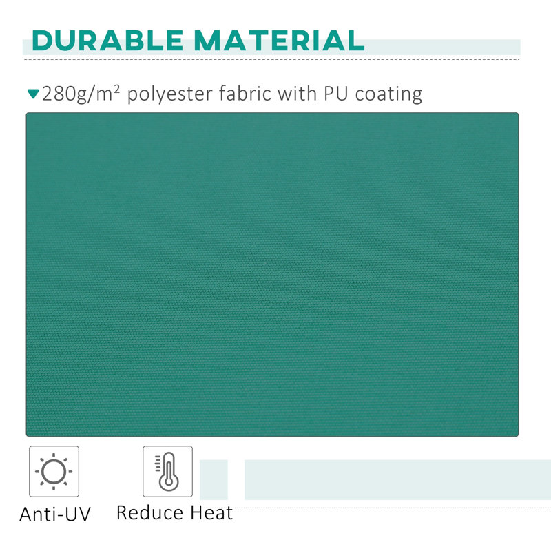 Retractable Awning, 0.01" H x 96.5" W x 155.5" D, Green, Solid Color