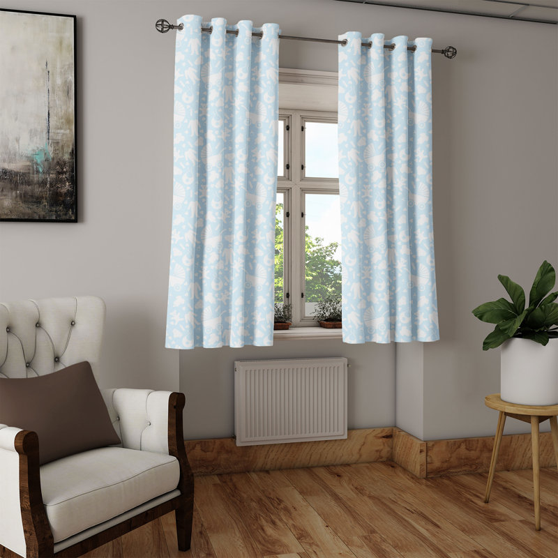 Rideau décoratif à œillets 2 panneaux Dakota Fields, 50 po, bleu pâle et blanc, L 50 po x L 108 po