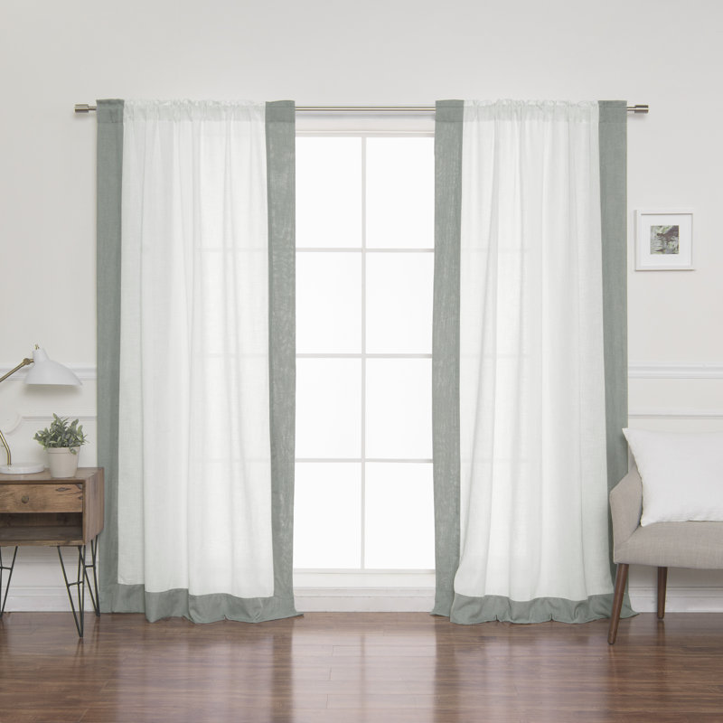 Lithonia Linen Blend Curtain, Bright White/Spruce