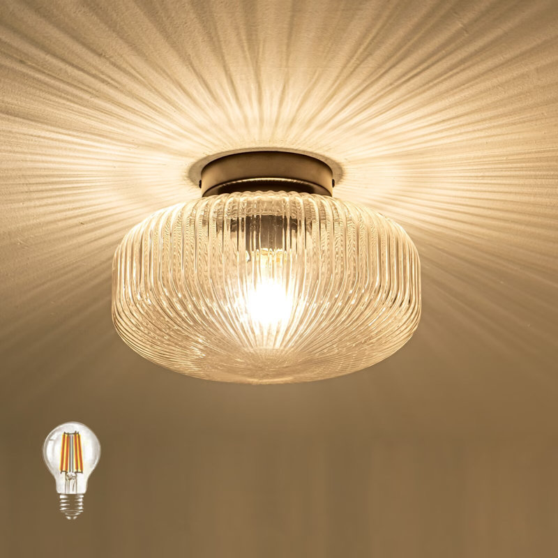 Osee Glass Semi Flush Mount, Black