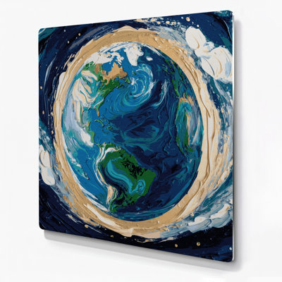 Space Earth from space Blue Metal Wall Art