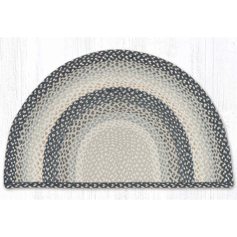  Large Braided Jute Accent Rug 24"x39"  Farmhouse Style, Gray/Sand/Ivory