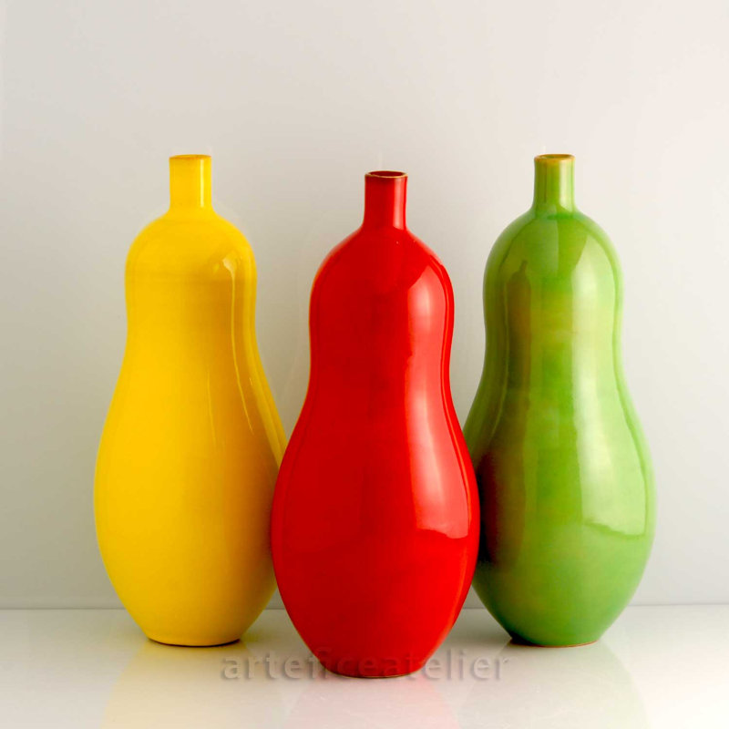 Clirim Handmade Ceramic Table Vase, 30cm H x 15cm W x 15cm D, Yellow