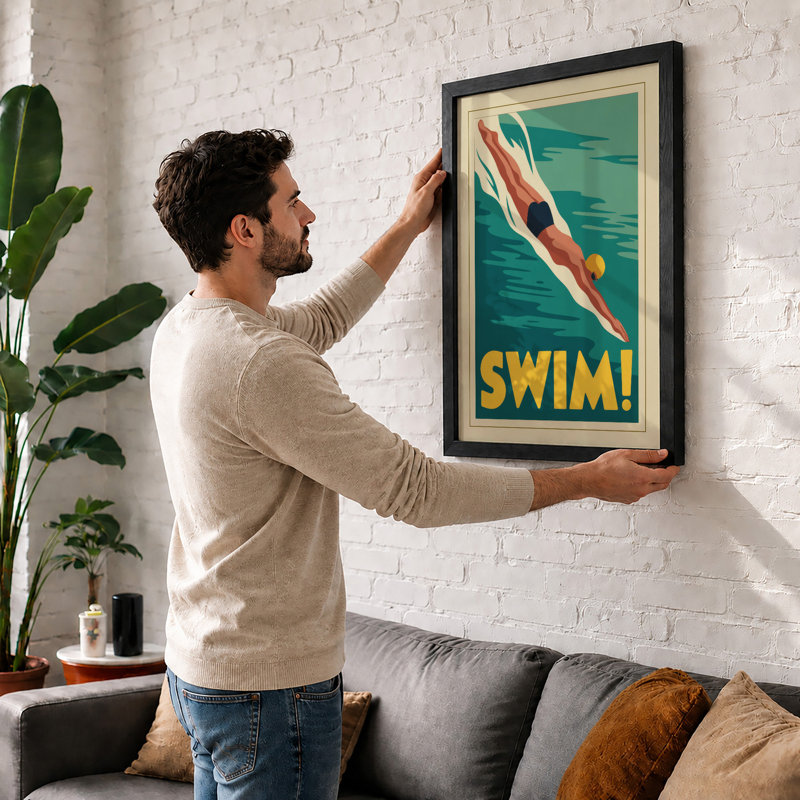Dive Into Action Art Deco - Print, Unframed, A4 - 29.7 x 21.0 cm