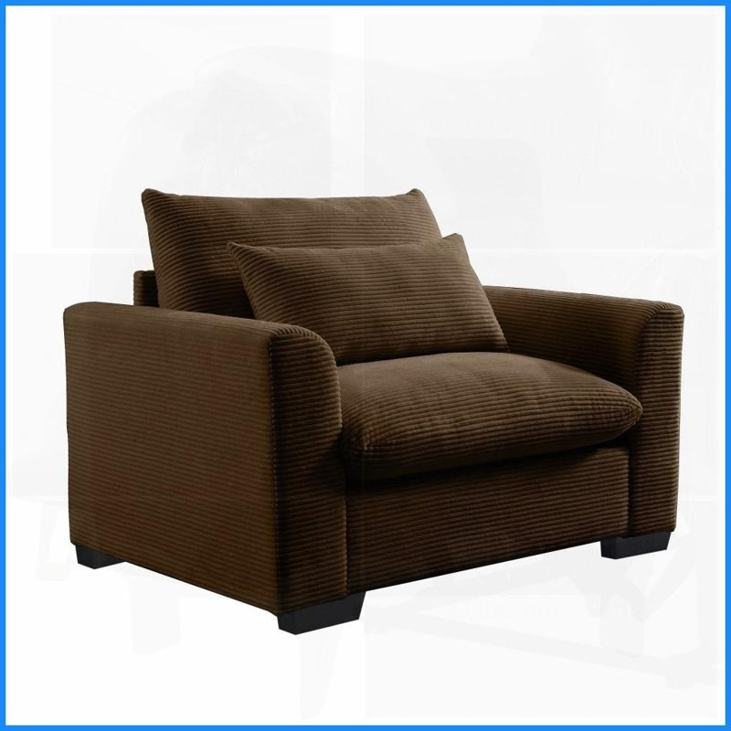 Canapé moderne en velours côtelé à 4 places avec 4 coussins de taille pour le salon, Brun