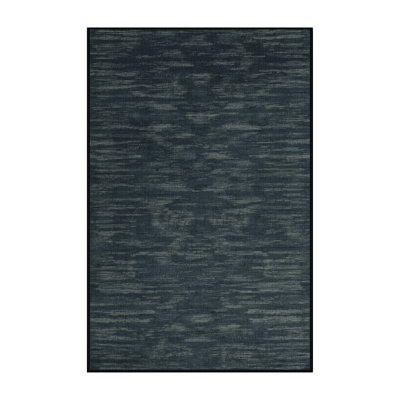 Machine Washable Abstract Black Area Rug