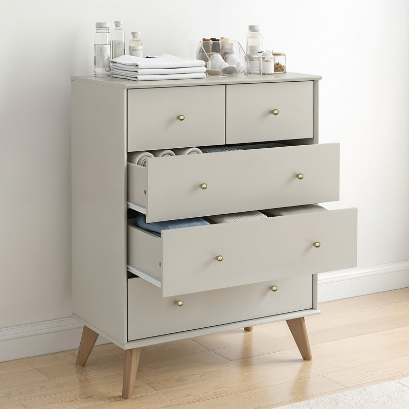 Abby 5 Drawer Chest, Light Grey