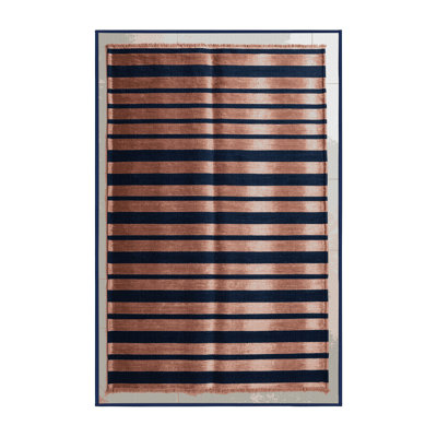 Machine Washable Horizontal Stripes Gray Area Rug