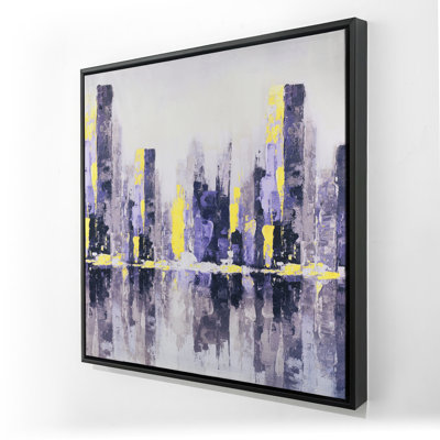 Abstrait, ville mauve abstraite - Art contemporain encadré