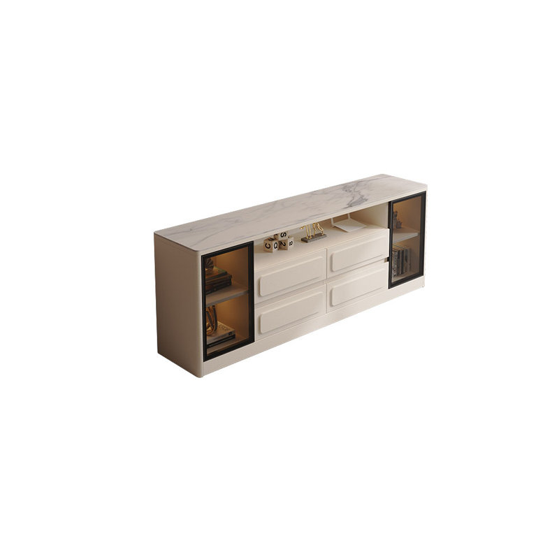 Meuble télé minimaliste de style crème, 23,62 po H x 62,99 po L x 9,84 po P