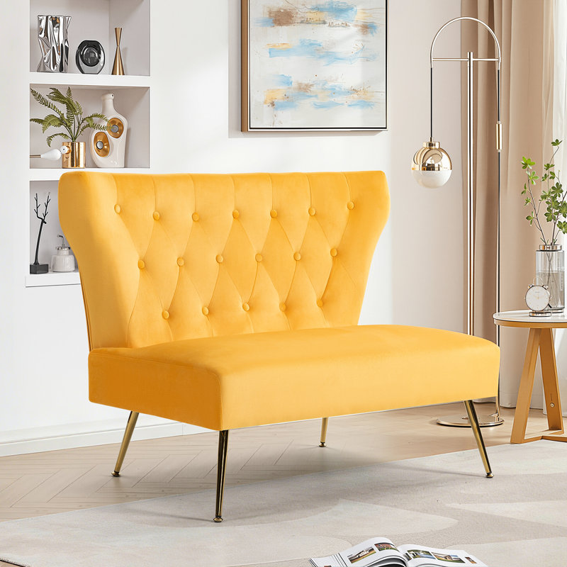 Causeuse de réception en tissu Vardell, Jaune