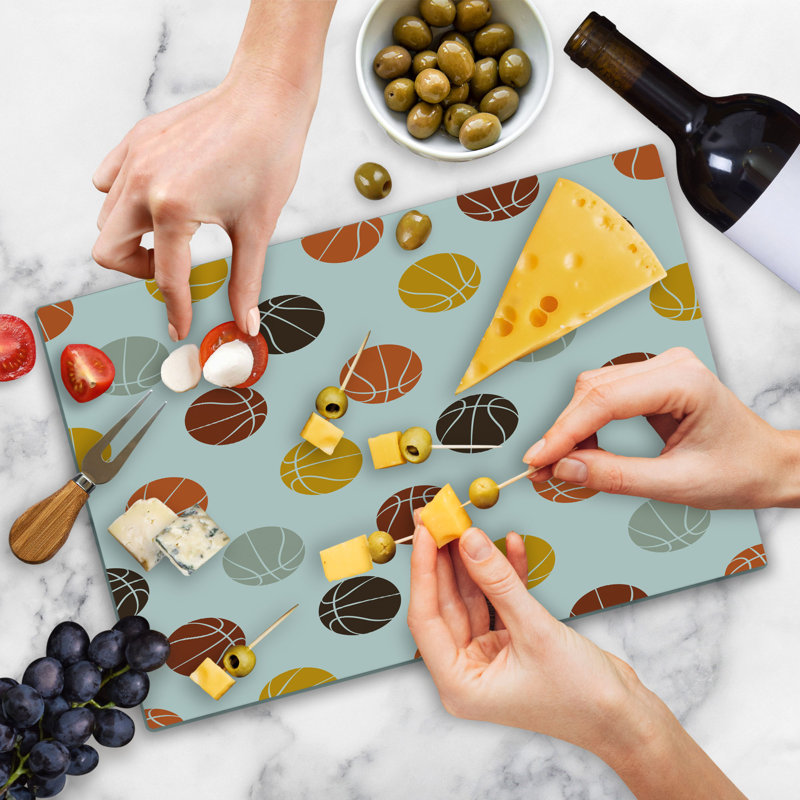 Ambesonne Basketball Cutting Board Large Earthen Toned Balls Multicolor