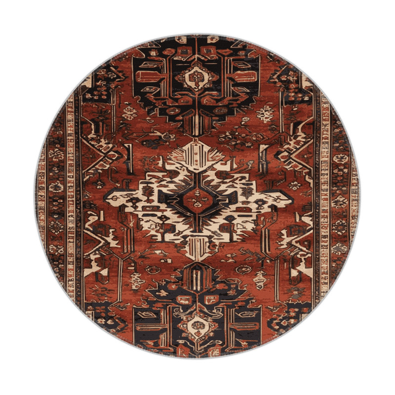 Tapis turc intérieur et extérieur brun, Rond 5 pi