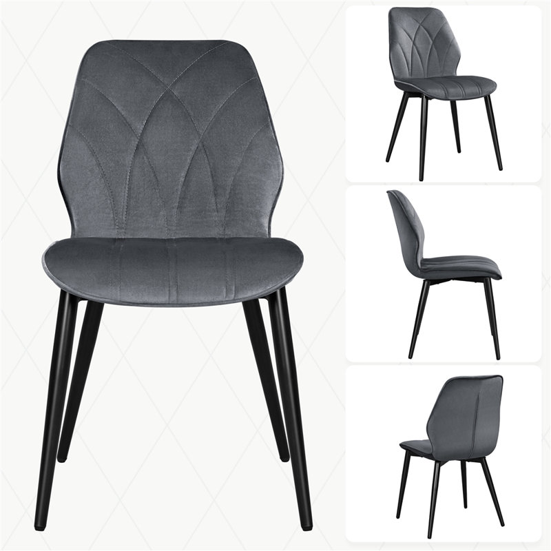 82cm H Upholstered Dining Chair Side Chair, Velvet/Dark Grey