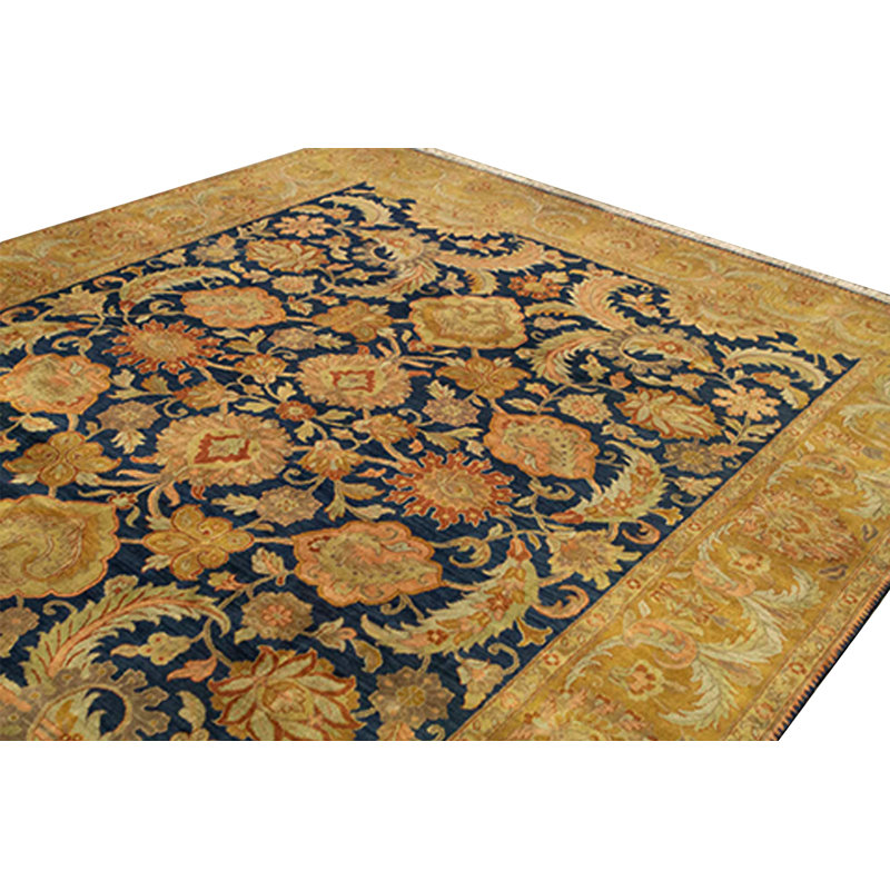 Wool Oriental Area Rug in Brown/Dark Blue/Green