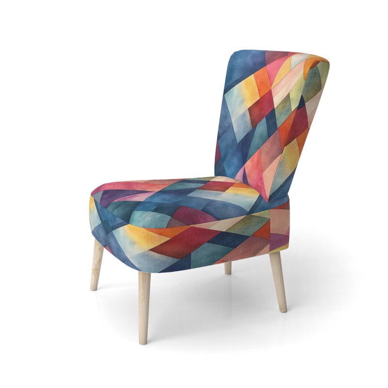 Chaise rembourrée Abstract Geometric - Grille diagonale avec chaise d'appoint Space I, Chaise d'appoint sans accoudoirs