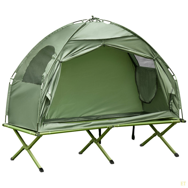 Lit de camp Outsunny, lit pliant pour une personne, lit tout-terrain avec sac de transport pour la randonnée, camping