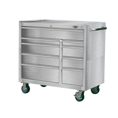 Premium Series 41.5'' W 9 -Drawer Steel Bottom Rollaway Chest with Wheels