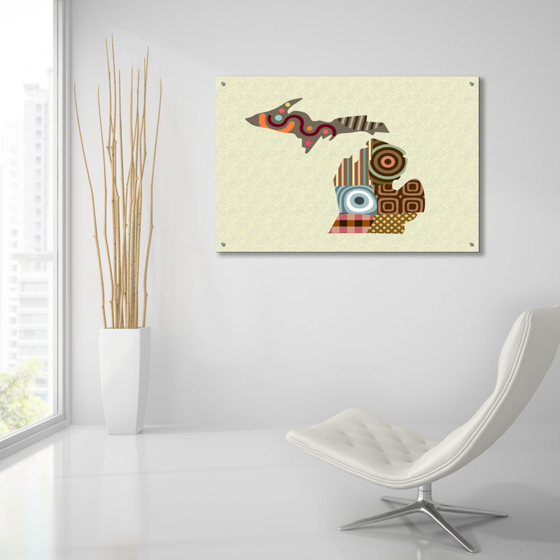 «Michigan State Map» par Lanre Adefioyue, H 24 po x l 36 po x P 0,2 po