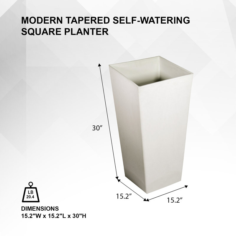 Jardinière carrée moderne de 28 pouces effilée pour l'intérieur et l'extérieur, Gris, H 30 po x l 15,2 po