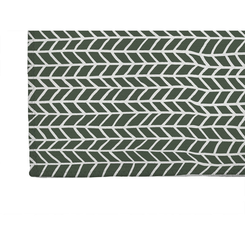 Chevron Feather Non-Slip Outdoor Rug, Runner 2'6" x 8'