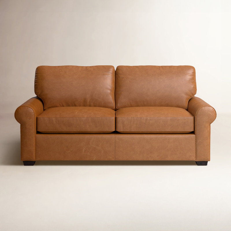Porter 84" Genuine Leather Sofa, Bistro Saddle Genuine Leather