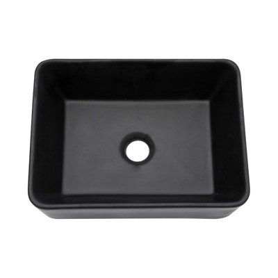 16"X12" Black Ceramic Rectangular Vessel Bathroom Sink